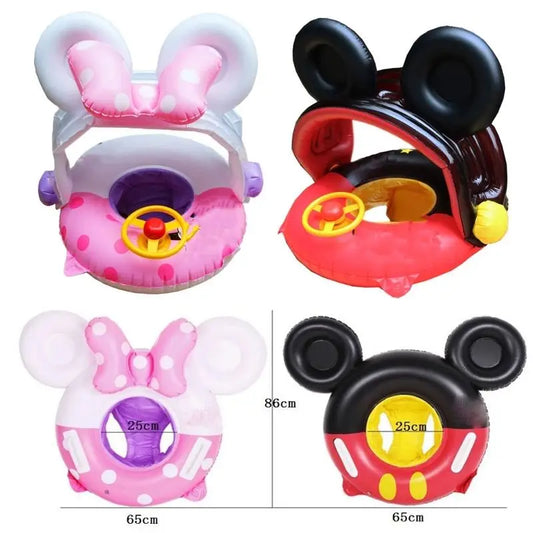 Cartoon Cute Baby Swimming Ring with Sunshade Pool Float Inflatable Swimming Circle Baby Seat Swimming Pool Toys ShopOnlyDeal