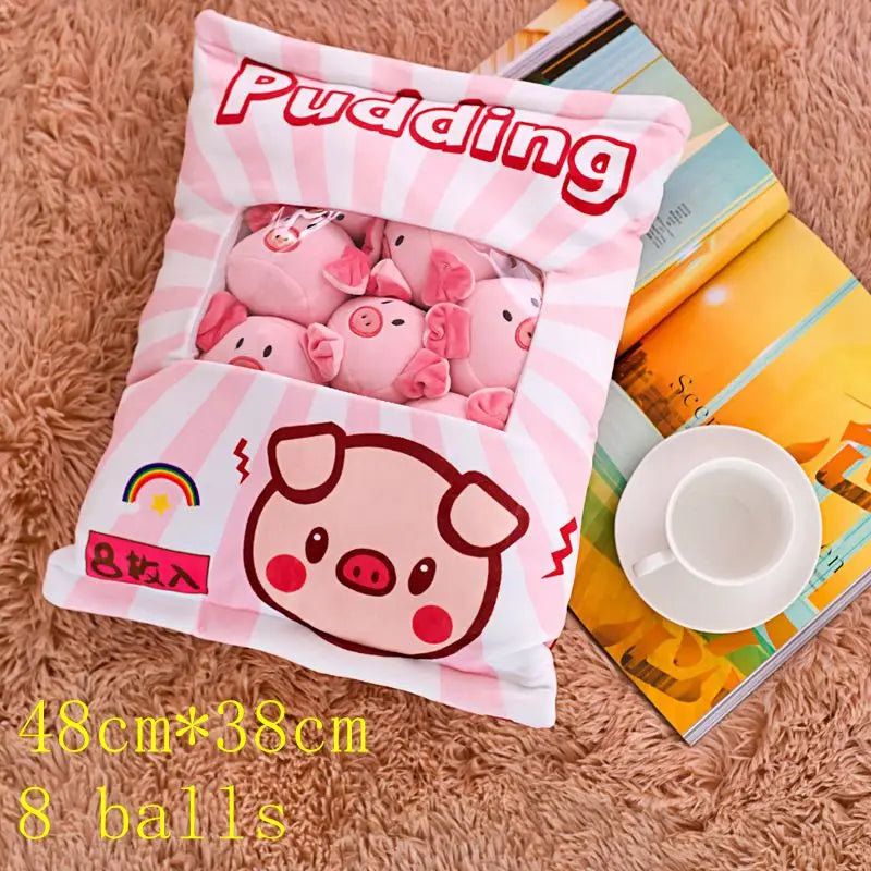 Kawaii Animal Balls Pudding Candy Bag Pillow Plush Stuffed Mini Doll of Donut Boba Milk Tea Bat Newt Cat Nap Plushie ShopOnlyDeal