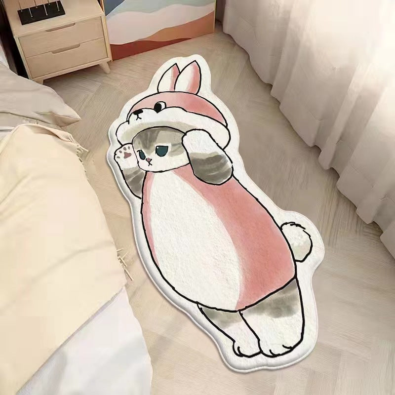 Door Bedside Mat Carpet Cartoon Furry Cat Floor Mat Living Room Tapis Cuisine Irregular Furry Thickened Decoration Tapestry ShopOnlyDeal