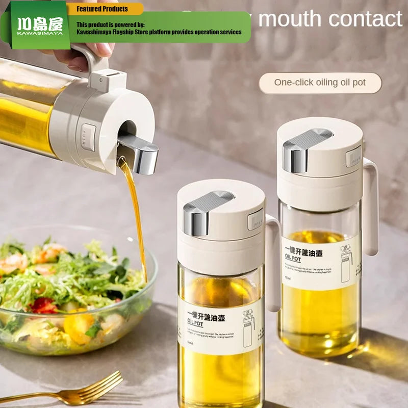 Glass Oil Pot Kitchen Household Not Hanging Oil Automatic Opening And Closing Oil Bottle Soy Sauce Vinegar Seasoning ShopOnlyDeal