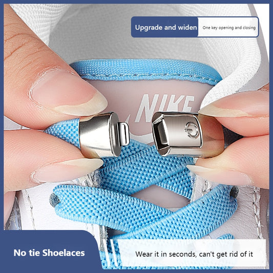 2022 No Tie Shoe laces Press Lock Shoelaces without ties Elastic Laces Sneaker Kids Adult 8MM Widened Flat Shoelace for Shoes ShopOnlyDeal