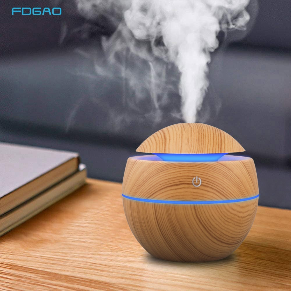 Wood Humidifier Electric Air Aroma Diffuser Ultrasonic 130ML Air Humidifier Essential Oil Aromatherapy Cool Mist Maker For Home ShopOnlyDeal