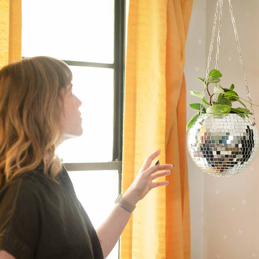 Disco Ball Planter Globe Shape Hanging Vase Flower Planter Pots Rope Hanging Wall Homw Decor Vase Container Room Decoration ShopOnlyDeal