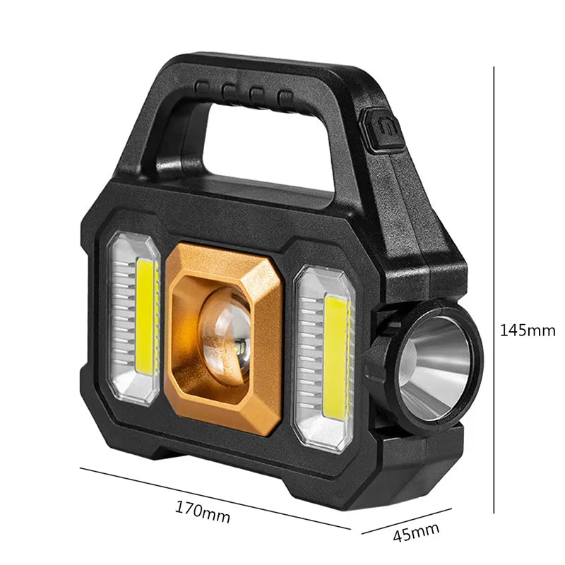 Solar Rechargeable Flashlight  Zoomable Waterproof  COB LED Torch Brightly Light Portable Powerful Lantern  for Camping ShopOnlyDeal