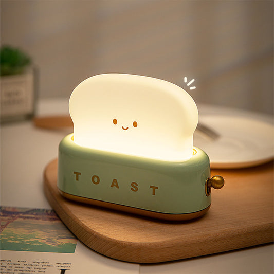 Cute Toast Lamp Dimmable LED Night Light with Rechargeable Battery and Timer Setting - Perfect for Nursery or Bedroom ShopOnlyDeal