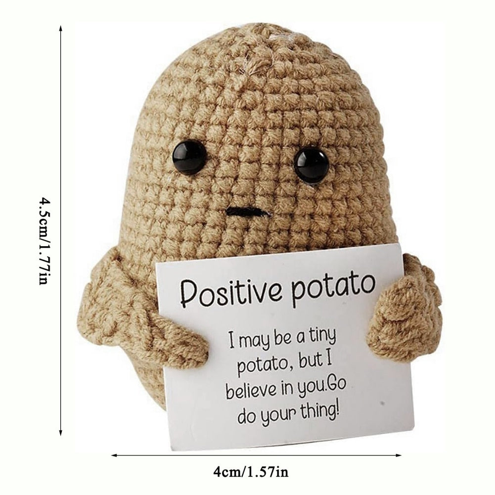 Positive Potato Affirmation Funny Gifts Cute Wool Knitting Doll With Positive Card Positivity Affirmation Cards Funny Knitted Potato Doll Xmas ShopOnlyDeal