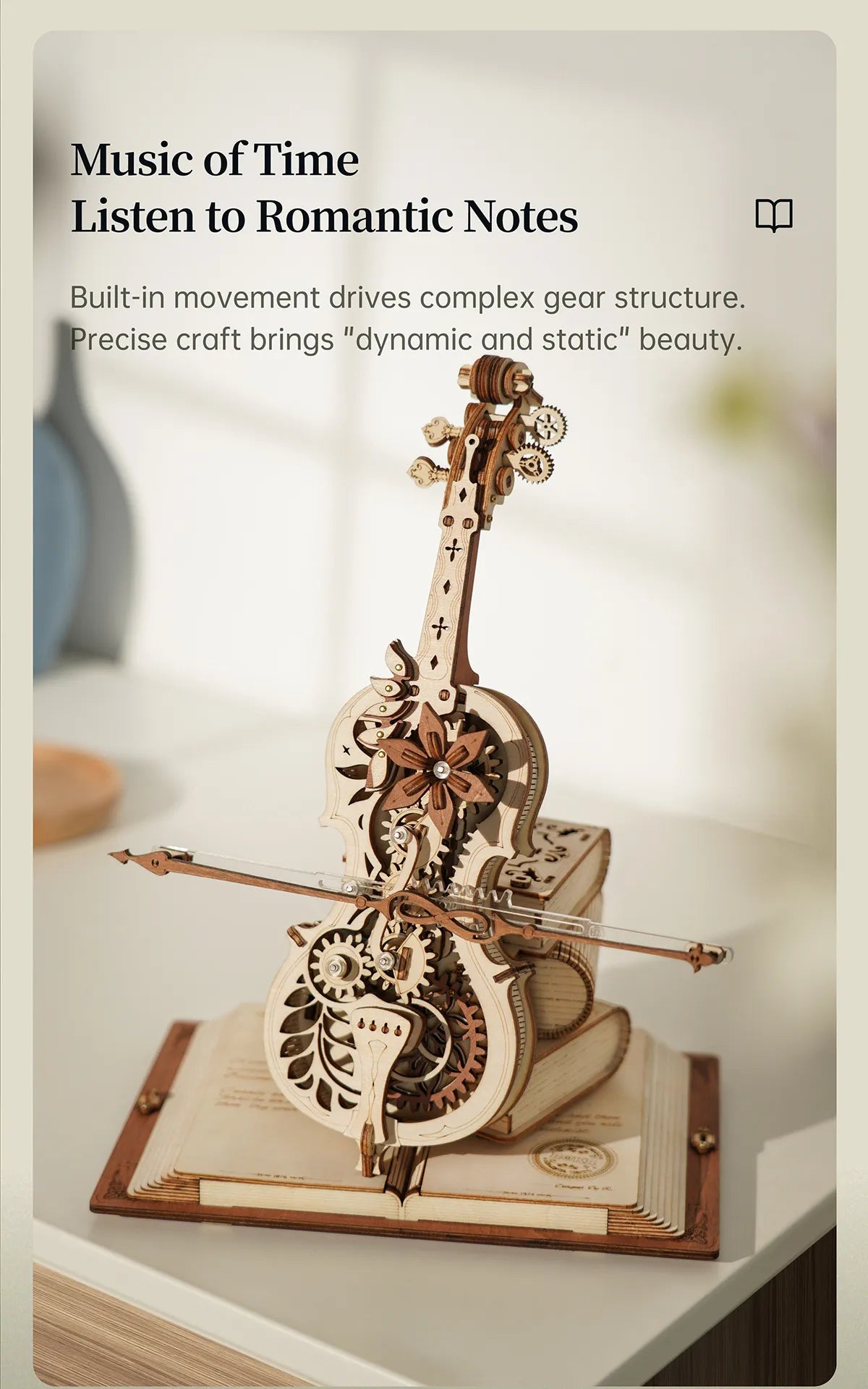 3D Wooden Puzzle Magic Cello Mechanical Music Box Moveable Stem Funny Creative Toys for Child Girls AMK63 ShopOnlyDeal