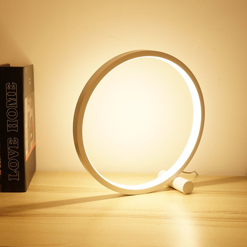 Circular Desk Lamp 25CM LED Table Lamp Bedroom For Living Room Black/White Dimmable Bedside Lamp Round Night Light Decoration ShopOnlyDeal