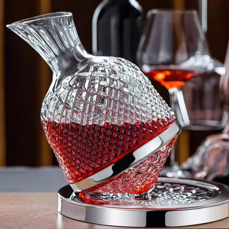 1500mlThe high-end red wine decanter is made of glass crystal material and rotates 360 degrees to accelerate the decanting speed ShopOnlyDeal