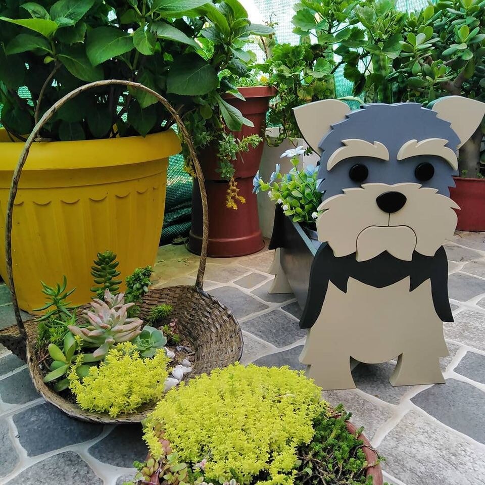 Dog Planter Garden Flower Pot Dog Shape Planter Schnauzer Bulldog Poodle Corgi Yorkshire Vase Pots DIY PVC Flower Planters Garden Home Decor ShopOnlyDeal