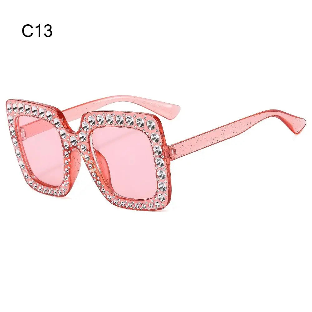 Sparkle in Style: Crystal Oversized Sunglasses for Women - Rhinestone Square Diamond Sun Glasses with Retro Big Frame ShopOnlyDeal