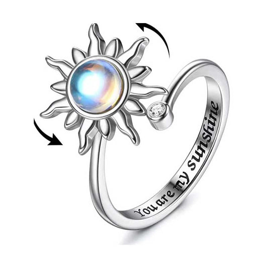 Satinless Steel Sun Rings For Women Anti Stress Anxiety Fidget Sunflower Sun Star Ring Party Aesthetic Jewelry Gift Bijoux Femme ShopOnlyDeal