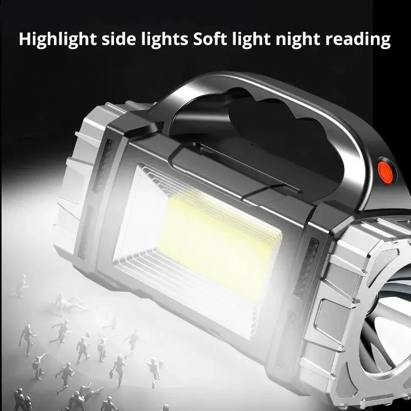 Portable Powerful USB Rechargeable Flashlight Solar LED Light With COB Work Light 4 Gear Charge Mobile Phone Camping Lamp ShopOnlyDeal