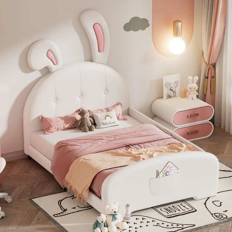 Empholstered rabbit shaped princess bed, bedroom day bed, single bed, baby cot, child bed, teen bed, cute girl bed ShopOnlyDeal