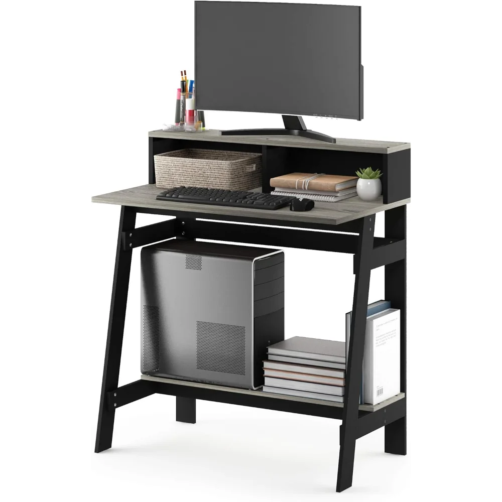 Simplistic A-Frame Computer Desk - Modern Black/French Oak Grey Computer Desk for Home and Office ShopOnlyDeal