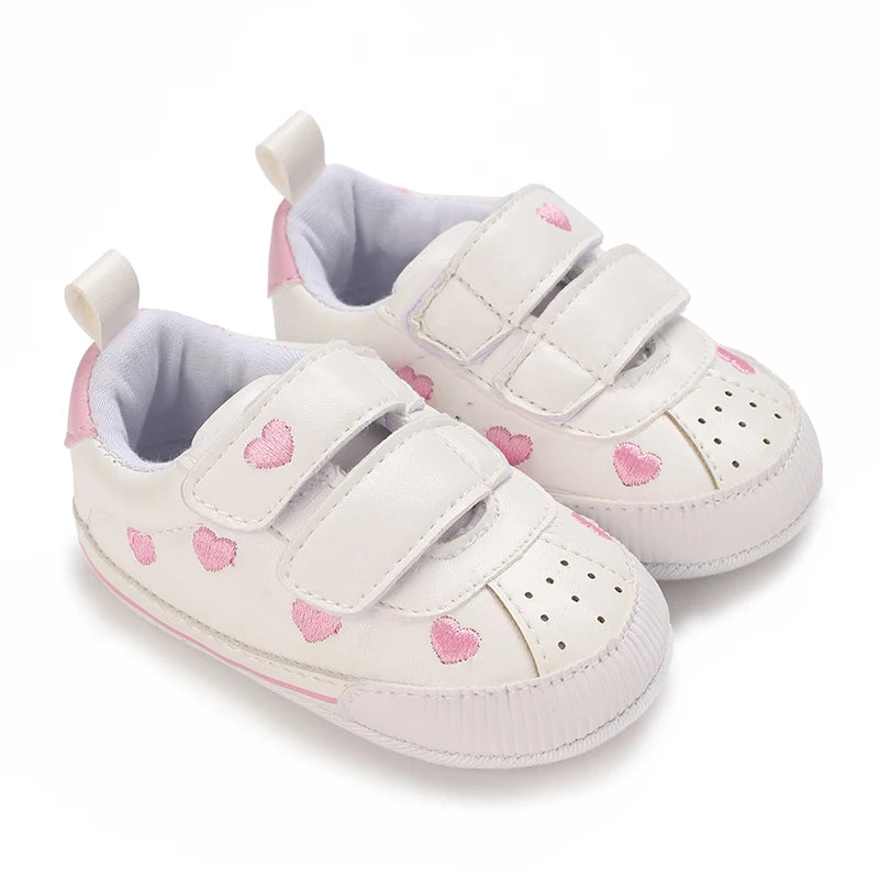 Infant Spring Shoe | Newborn Girls & Boys Recreational Baptism Non-Slip Walking Shoe | White Soft-Soled Sneaker Prewalker ShopOnlyDeal