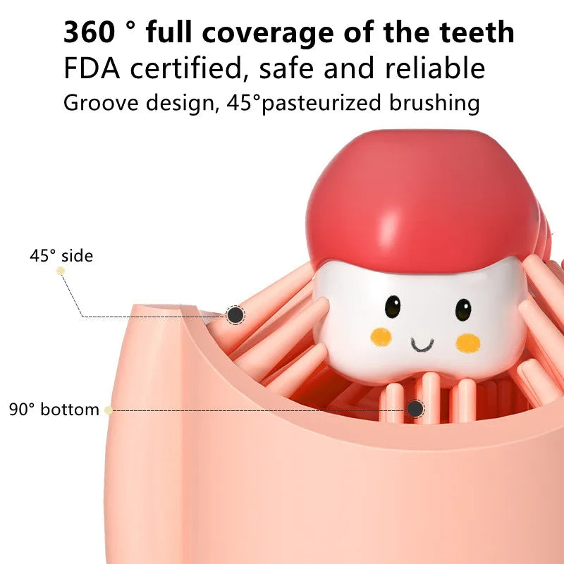 Smart 360 Degrees Sonic Electric Toothbrush for Children - Silicon U-Shape Toothbrush with Lights - Cartoon Pattern Toothbrush for Kids ShopOnlyDeal