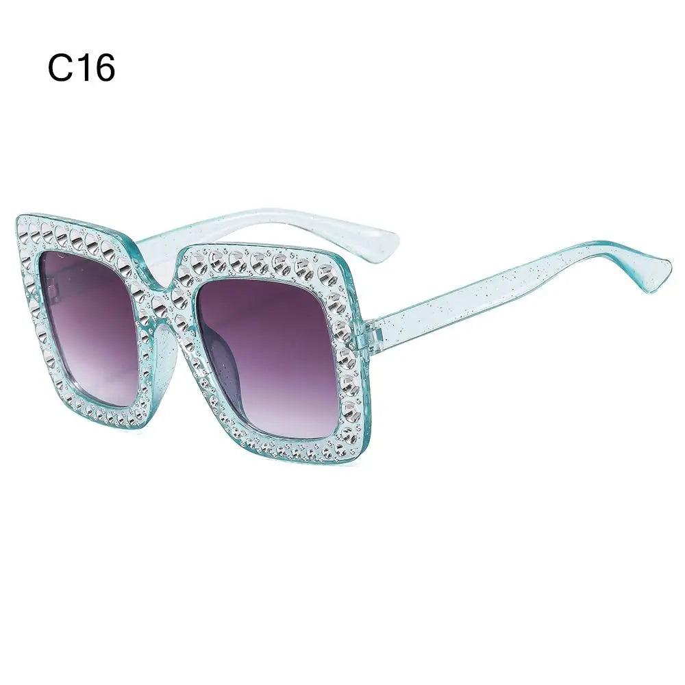 Sparkle in Style: Crystal Oversized Sunglasses for Women - Rhinestone Square Diamond Sun Glasses with Retro Big Frame ShopOnlyDeal