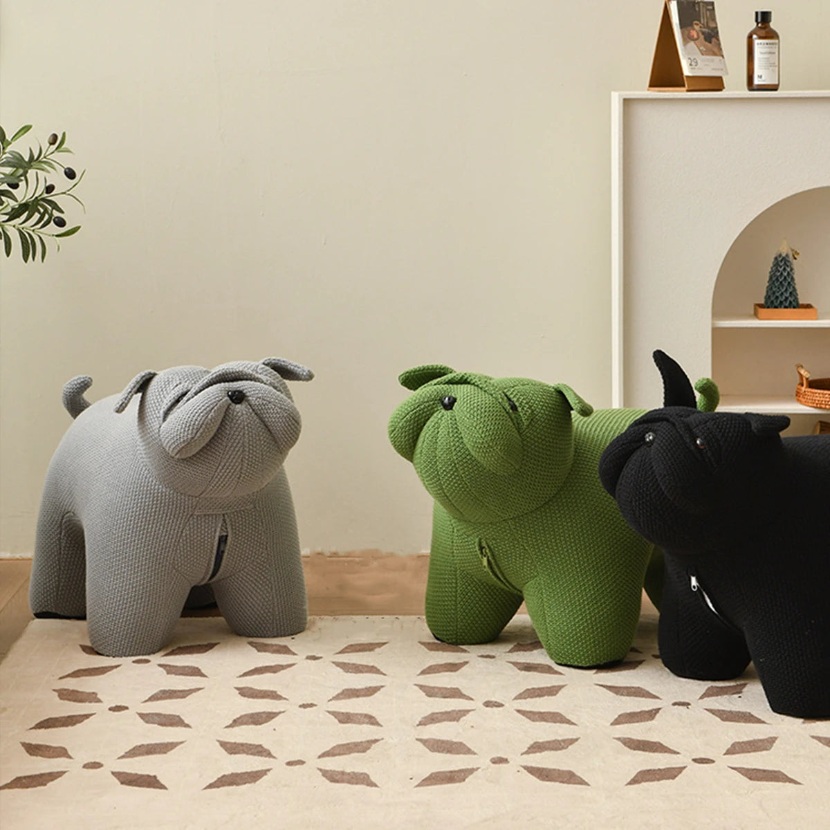 Shar Pei Dog Stool Chair Creative Animal Shape Stool Living Room Furniture Sofa Ottomans Hallway Porch Shoe Stool ShopOnlyDeal