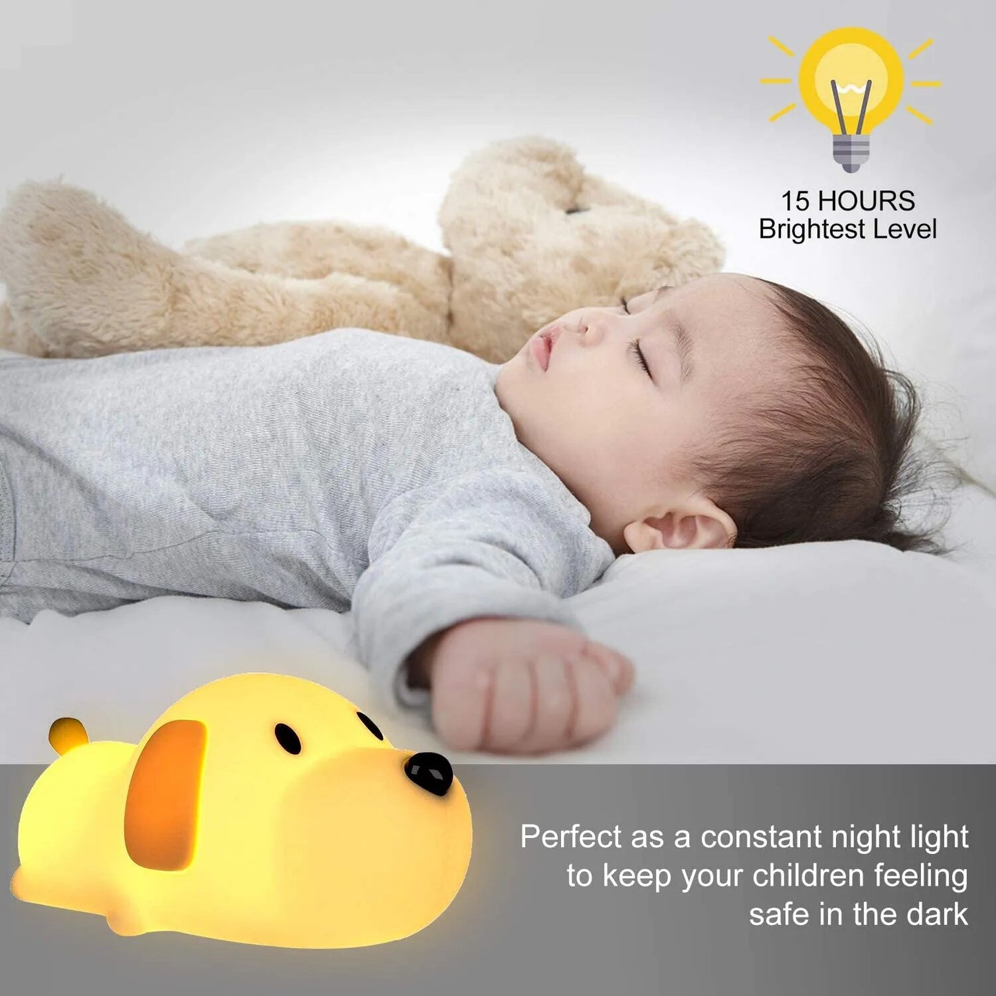 LED Papa Puppy Night Light Silicone  Animal Lamp Touch Sensor Dog Night Lamp Children Kid Bedside Bedroom Decor Birthday Gifts ShopOnlyDeal