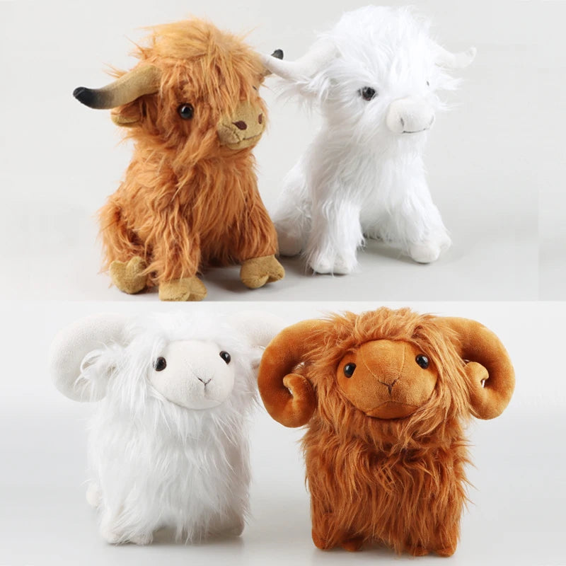 Highland Cow and Sheep Simulation  Animal Plush Doll Soft Stuffed  Cows Cattlle Plush Toy Plushie Gift for Kids Boys Girls ShopOnlyDeal