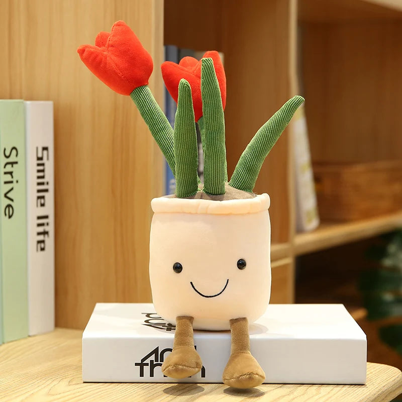 Bring Romantic Charm to Your Space with Simulation Tulip Vases Plush Toys – Stuffed Potted Flowers for Room Decor, Bookcase Display, Soft and Romantic Gifts for Your Girlfriend, and Beautiful Photo Props ShopOnlyDeal
