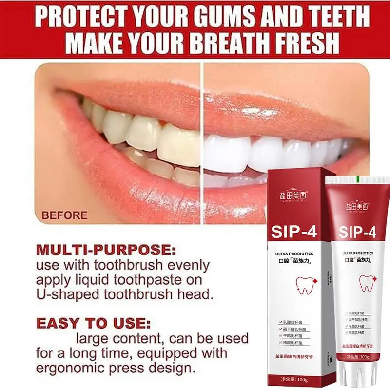 Sip-4 Probiotic Whitening Toothpaste Brightening & Stain Removing Sp-4 Probiotic Toothpaste Fresh Breath Teeth Whiten Toothpaste ShopOnlyDeal