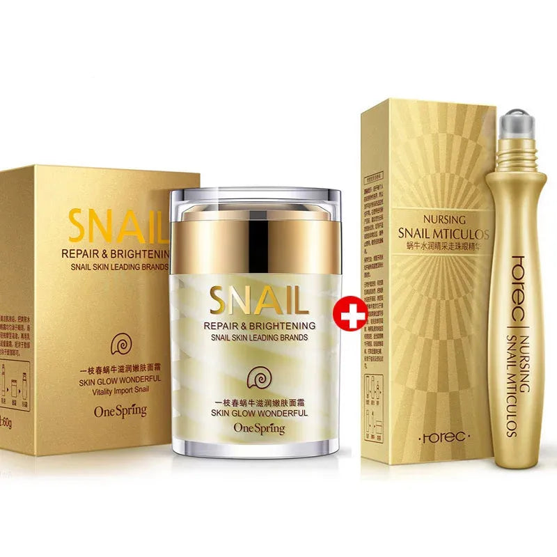 Skincare Set Snail Cream Collagen Cream Anti Aging Whiten Skin Face Cream Fade Dark Eye Circles Remove Eye Bags Eye Serum ShopOnlyDeal