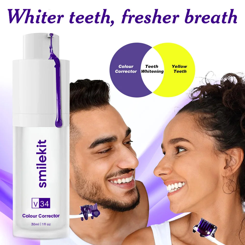 Smilekit Teeth Whitening Purple Toothpaste V34 Colour Mousse Dental Care For Teeth White Brightening Tooth Reduce Yellowing ShopOnlyDeal