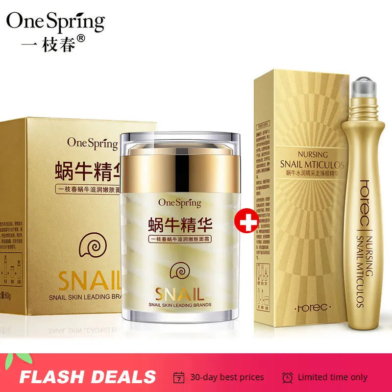 Snail Face Cream + Retinol Eye Massage Roller Serum 2PCS Whitening Face Cream Anti Wrinkles Eye Bags Korean Skin Care Products ARTISCARE Authorized Store