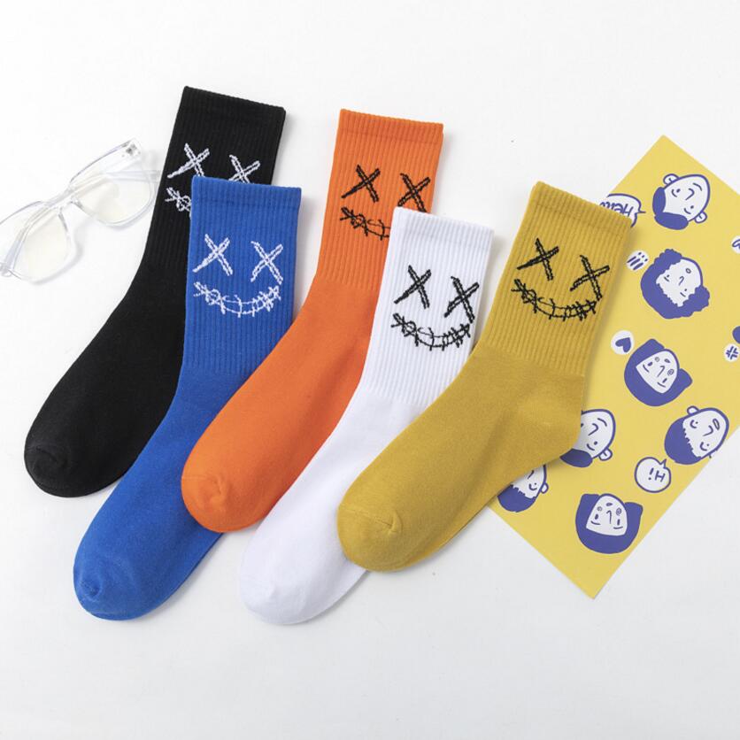 Happy Face Socks Man Clown Fashion Crew Sports Funny Kawaii Embroidery Trend Hip Hop Cotton Socks 3 Pairs/box Mens gifts basketball ShopOnlyDeal