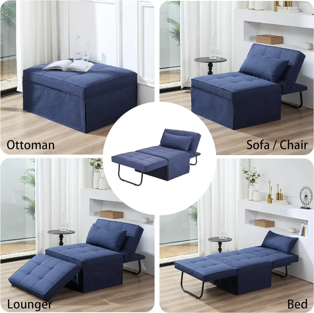 Ottoman Sofa Bed, 4 in 1 Multi-Function Folding Breathable Linen Couch Bed with Adjustable Backrest Modern Convertible Chair for ShopOnlyDeal