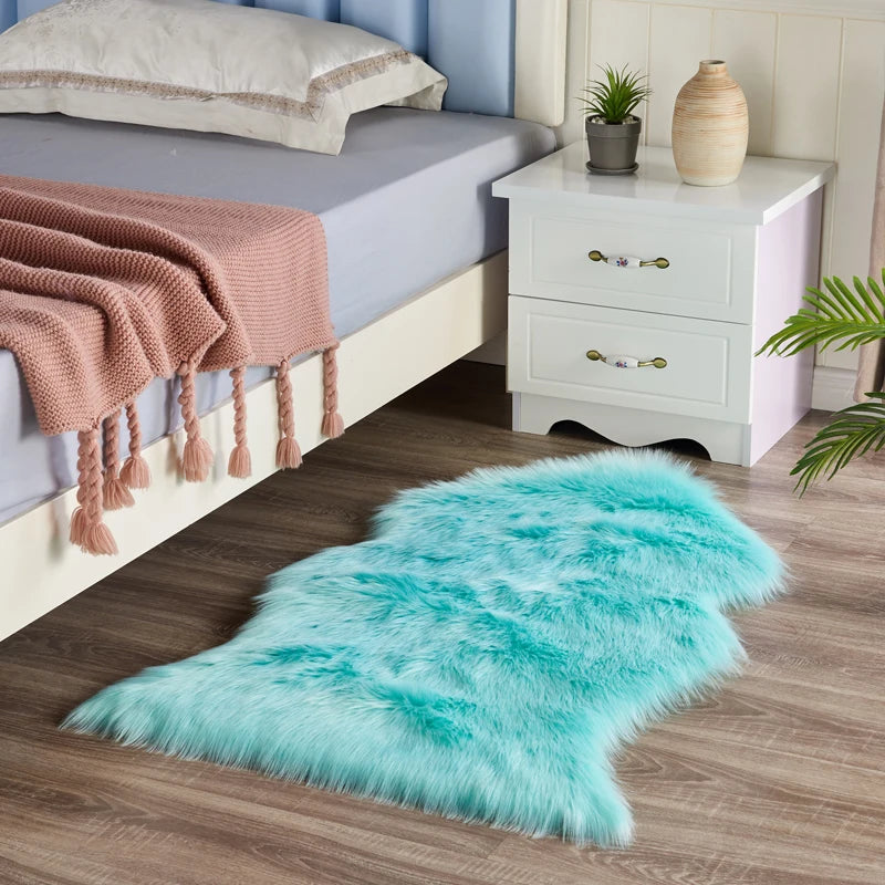 Soft Faux Fur Sheepskin Rug Fluffy Chair Cover Long Hair Children's Bedroom Mat Plush Wool Hairy Carpet Pad Seat Area Furry Rugs ShopOnlyDeal