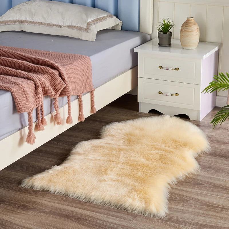 Soft Faux Fur Sheepskin Rug Fluffy Chair Cover Long Hair Children's Bedroom Mat Plush Wool Hairy Carpet Pad Seat Area Furry Rugs ShopOnlyDeal