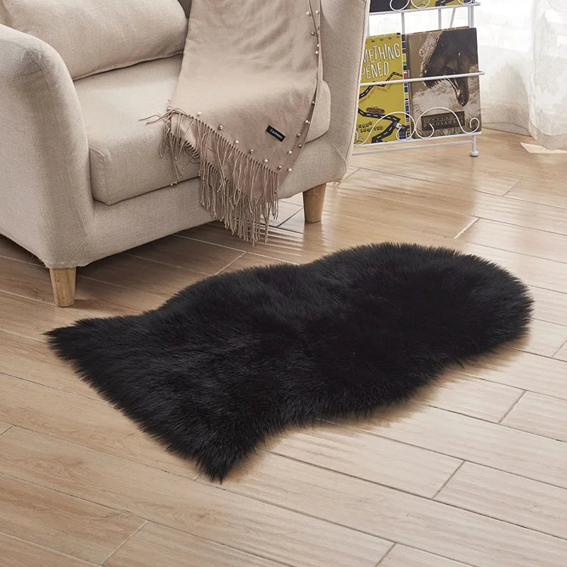 Soft Faux Fur Sheepskin Rug Fluffy Chair Cover Long Hair Children's Bedroom Mat Plush Wool Hairy Carpet Pad Seat Area Furry Rugs ShopOnlyDeal