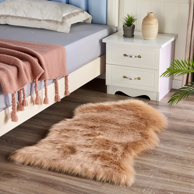 Soft Faux Fur Sheepskin Rug Fluffy Chair Cover Long Hair Children's Bedroom Mat Plush Wool Hairy Carpet Pad Seat Area Furry Rugs ShopOnlyDeal