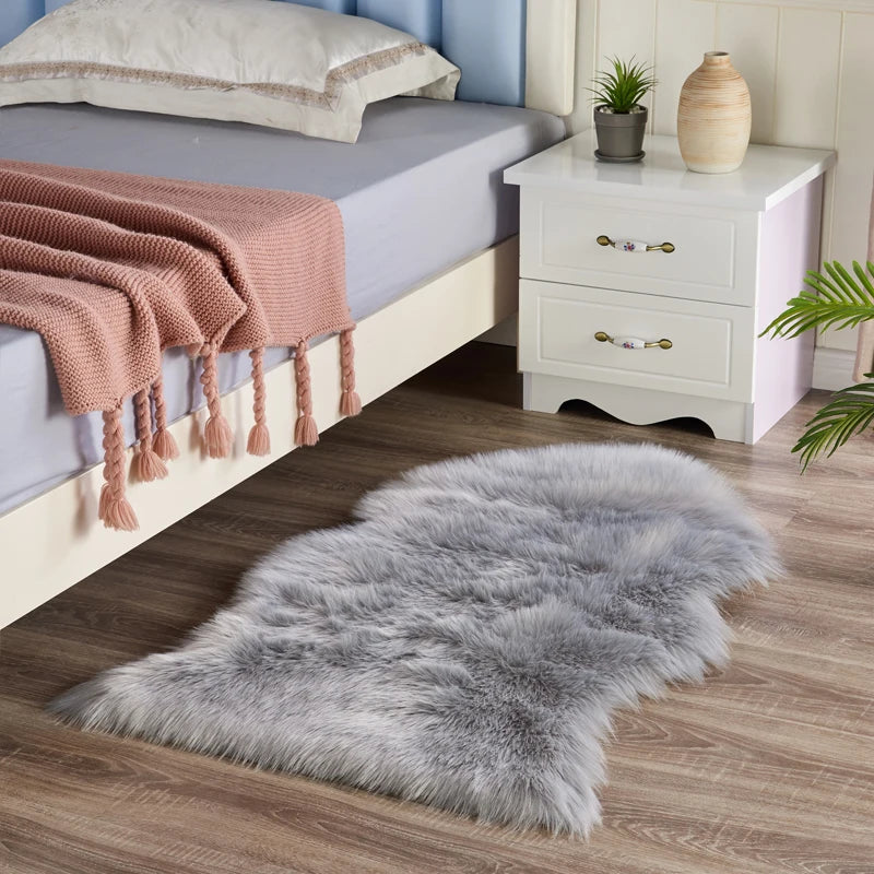 Soft Faux Fur Sheepskin Rug Fluffy Chair Cover Long Hair Children's Bedroom Mat Plush Wool Hairy Carpet Pad Seat Area Furry Rugs ShopOnlyDeal