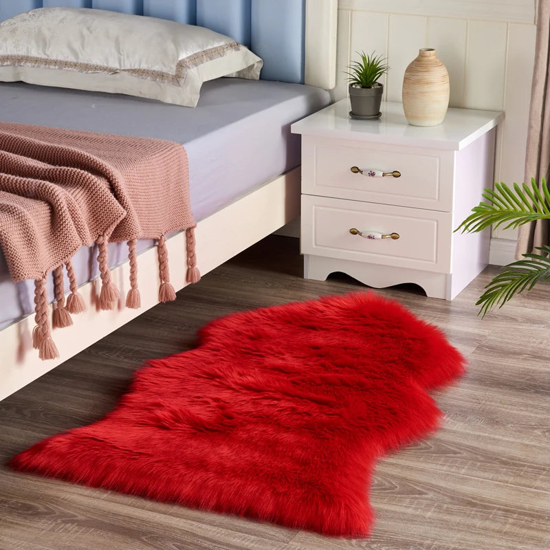 Soft Faux Fur Sheepskin Rug Fluffy Chair Cover Long Hair Children's Bedroom Mat Plush Wool Hairy Carpet Pad Seat Area Furry Rugs ShopOnlyDeal