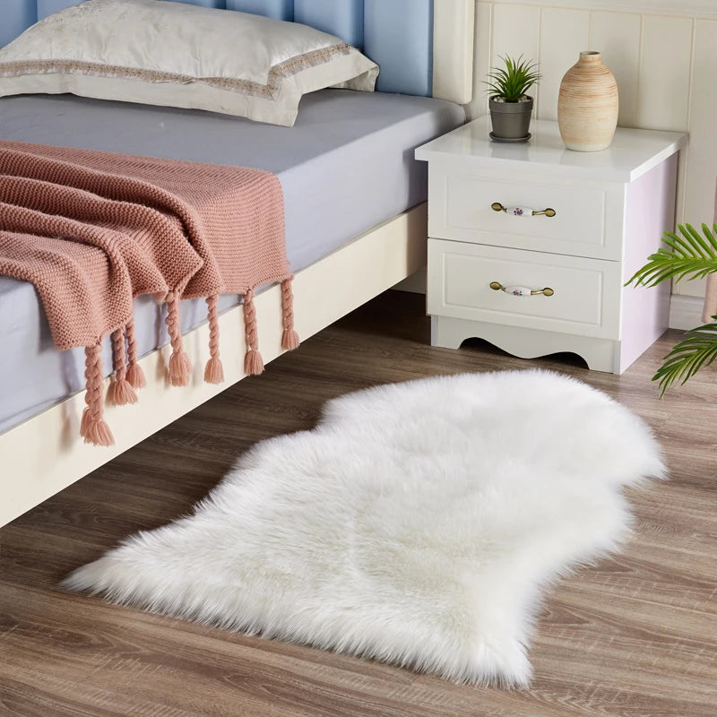 Soft Faux Fur Sheepskin Rug Fluffy Chair Cover Long Hair Children's Bedroom Mat Plush Wool Hairy Carpet Pad Seat Area Furry Rugs ShopOnlyDeal