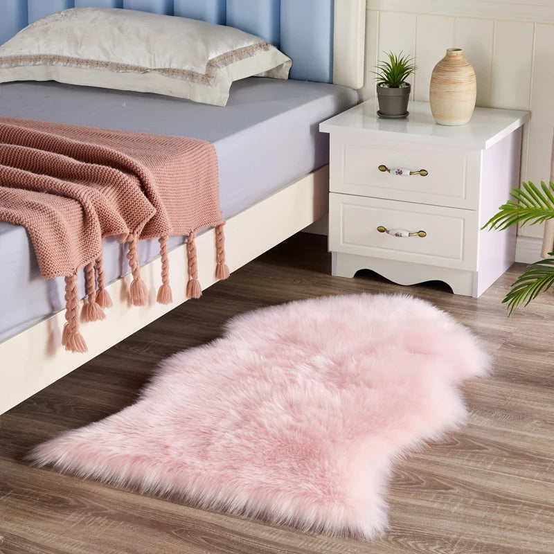 Soft Faux Fur Sheepskin Rug Fluffy Chair Cover Long Hair Children's Bedroom Mat Plush Wool Hairy Carpet Pad Seat Area Furry Rugs ShopOnlyDeal