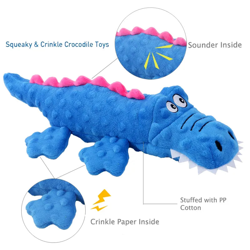 Interactive Plush Crocodile Dog Toy - Durable Squeaky Chew Toy for Small and Large Dogs ShopOnlyDeal