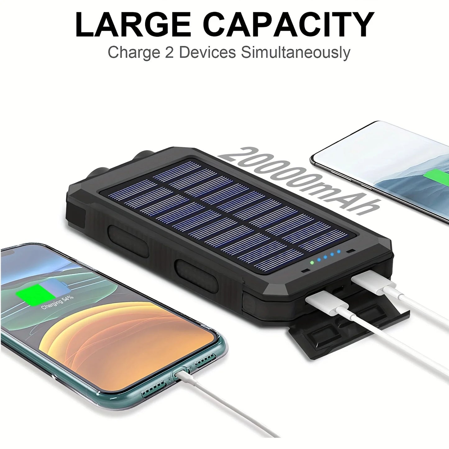 Solar Charger Power Bank 20000mAh: Your Portable External Battery Pack with Fast Charging and Super Bright Flashlight ShopOnlyDeal