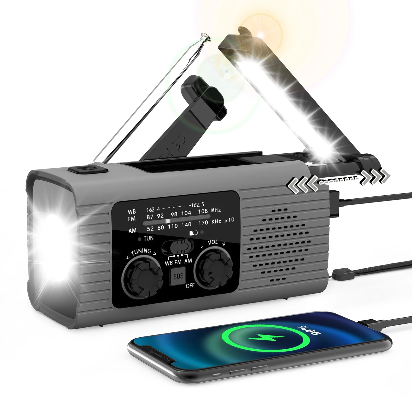 Solar Rechargeable Radio with LED Light: Your Waterproof Outdoor Emergency Companion ShopOnlyDeal