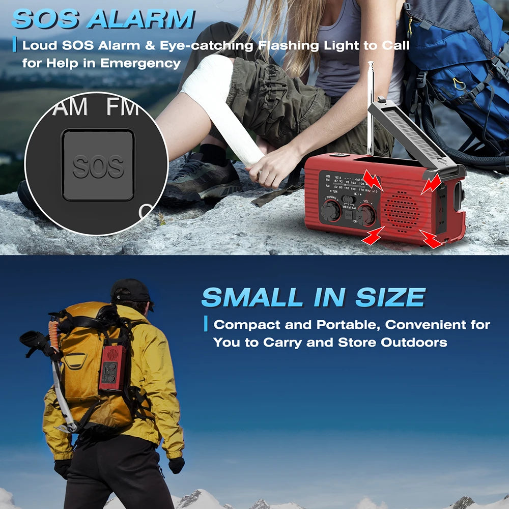 Solar Rechargeable Radio with LED Light: Your Waterproof Outdoor Emergency Companion ShopOnlyDeal