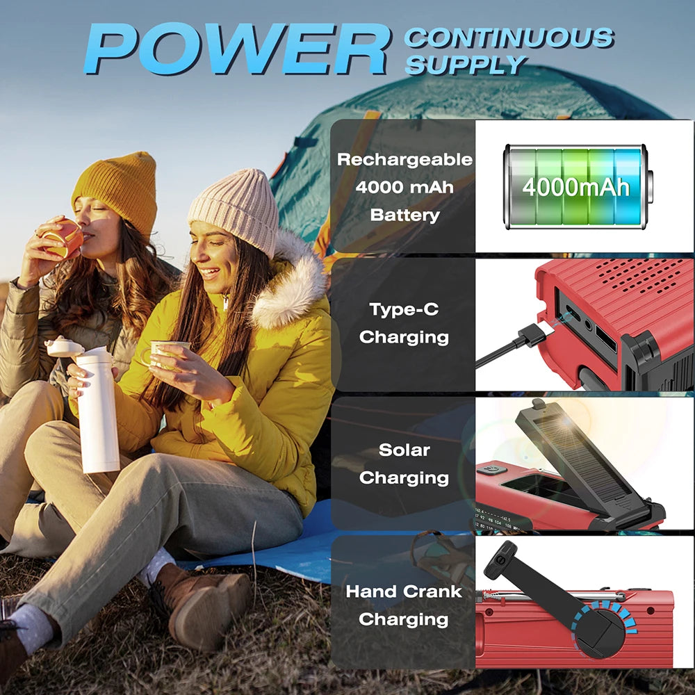 Solar Rechargeable Radio with LED Light: Your Waterproof Outdoor Emergency Companion ShopOnlyDeal