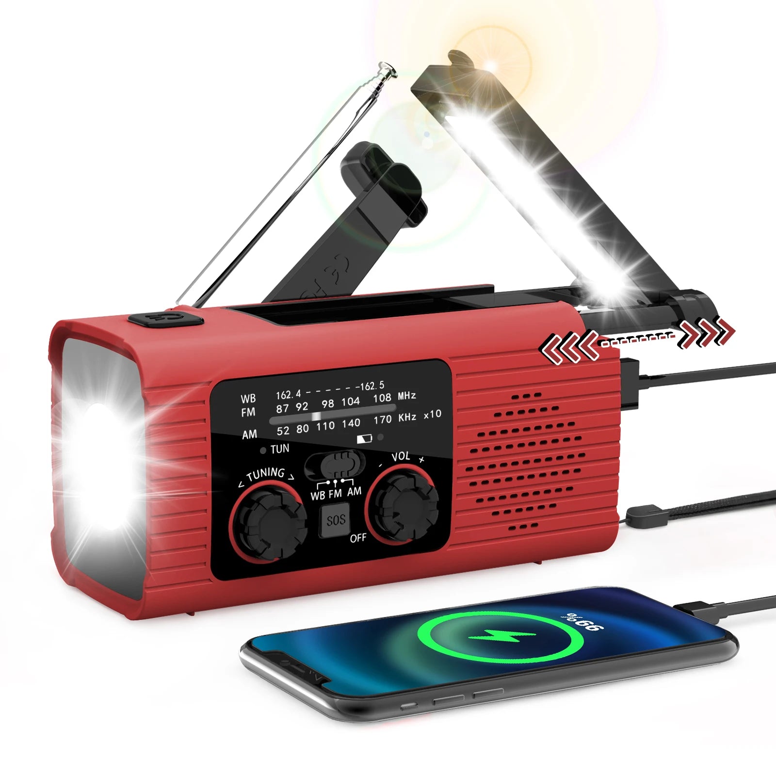 Solar Rechargeable Radio with LED Light: Your Waterproof Outdoor Emergency Companion ShopOnlyDeal