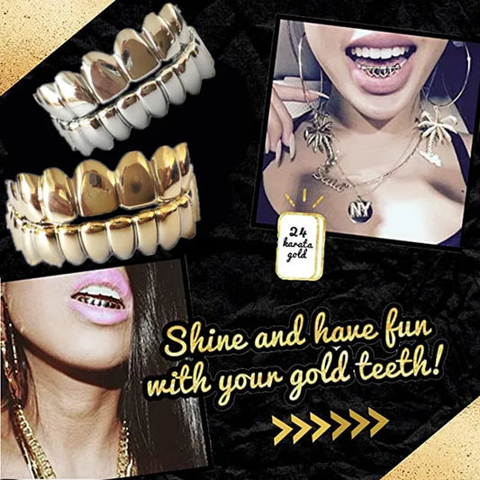 SowSmile Hiphop Gold Silver Real Silicone Gel Snap on Dental False Cover Perfect Smile Veneers Denture Braces Teeth Grillz HQT Super Store