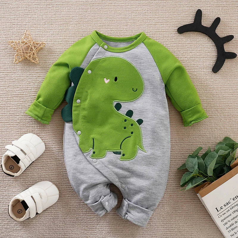 Spring And Autumn Boys And Girls Cute Cartoon Dinosaur 3d Printing  Comfortable Casual Baby Bodysuit ShopOnlyDeal