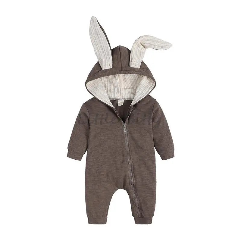 Bunny Clothes With Ear Spring Autumn Newborn Baby Boys Rabbit Cartoon Hooded Rompers Infant Jumpsuits Easter Bunny Baby Romper Zipper Newborn Clothes ShopOnlyDeal