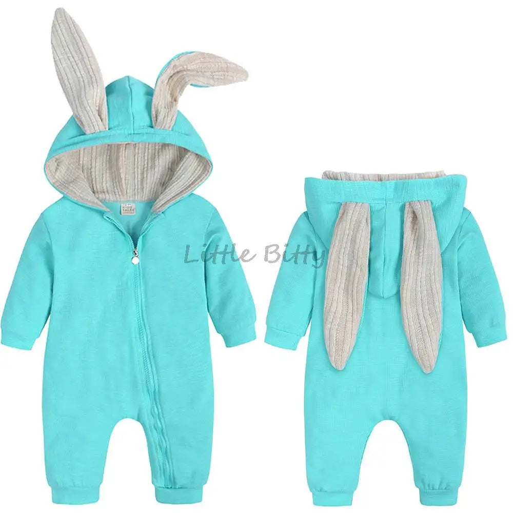 Bunny Clothes With Ear Spring Autumn Newborn Baby Boys Rabbit Cartoon Hooded Rompers Infant Jumpsuits Easter Bunny Baby Romper Zipper Newborn Clothes ShopOnlyDeal